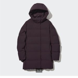 Medium Uniqlo down short coat in cranberry